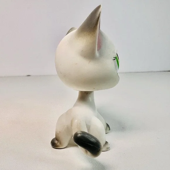 Littlest Pet Shop #125 SHORTHAIR Siamese Grey Cat Green Eyes LPS - Picture 3 of 7